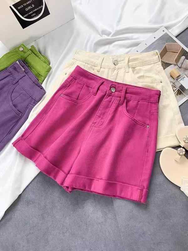 レディース ファッション 服 オシャレ カワイイ シンプル 大人カワイイ 大きいサイズ キャンディーカラー ワイド レッグ デニム パンツ 秋 ハイウエスト カール スリム