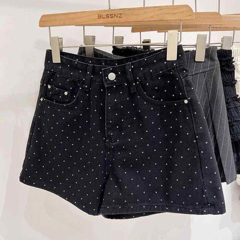 Other - レディース ファッション 服 オシャレ カワイイ シンプル 大人カワイイ 大きいサイズ 黒 水玉 デニム パンツ 秋 ハイウエスト スリム ストレート パンツ