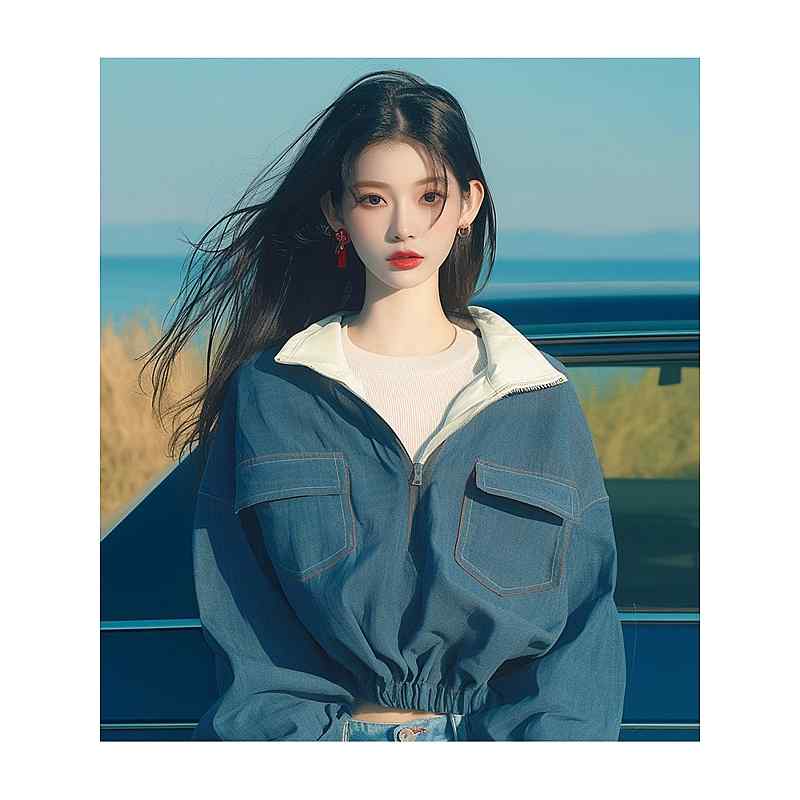 レディース ファッション 服 オシャレ カワイイ シンプル 大人カワイイ 大きいサイズ 秋 コート 韓国 スタイル クールクール ブルー スウェット シャツ ポロ シャツ(4.0)