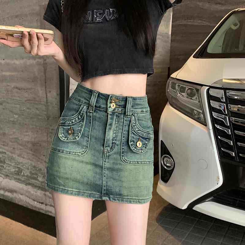 レディース ファッション 服 オシャレ カワイイ シンプル 大人カワイイ 大きいサイズ デニム スカート スカート 秋 ガール ハイウエス..