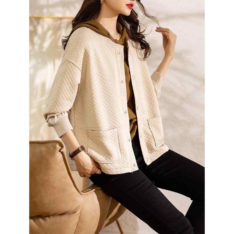 レディース ファッション 服 オシャレ カワイイ シンプル 大人カワイイ 大きいサイズ 無地 菱形 コート ラウンドネック カジュアル ジャケット カーディガン トップス 秋