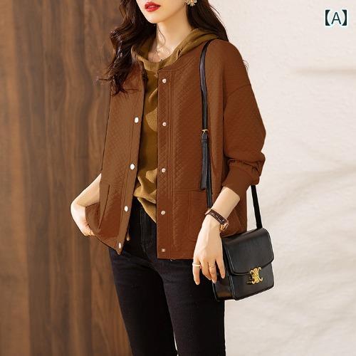 レディース ファッション 服 オシャレ カワイイ シンプル 大人カワイイ 大きいサイズ 無地 菱形 コート ラウンドネック カジュアル ジャケット カーディガン トップス 秋