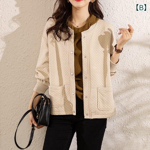 レディース ファッション 服 オシャレ カワイイ シンプル 大人カワイイ 大きいサイズ 無地 菱形 コート ラウンドネック カジュアル ジャケット カーディガン トップス 秋