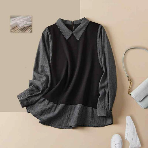 レディース ファッション 服 オシャレ カワイイ シンプル 大人カワイイ 大きいサイズ カラー ニット コットン リネン チェック柄 シャツ バック ジッパー 長袖 トップス 秋 レディース ファッション 服 オシャレ カワイイ シンプル 大人カワイイ 大きいサイズ カラー ニット コットン リネン チェック柄 シャツ バック ジッパー 長袖 トップス 秋