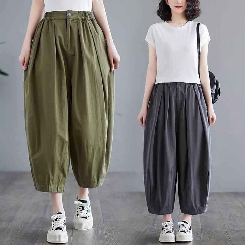 乐天商城 - レディース ファッション 服 オシャレ カワイイ シンプル 大人カワイイ 大きいサイズ ソリッドカラー プリーツ パンツ ストレッチ ウエスト 1 ボタン 九分丈 カジュアル 秋