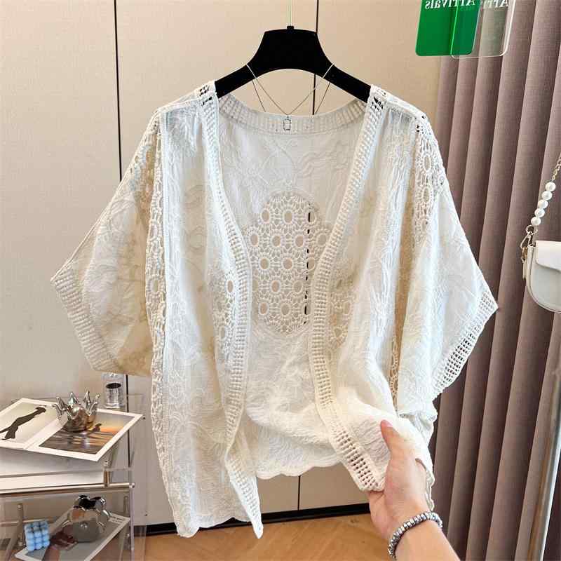 レディース ファッション 服 オシャレ カワイイ シンプル 大人カワイイ 大きいサイズ 秋 フック シャツ Vネック 日焼け防止 カーディガン アウター カバー