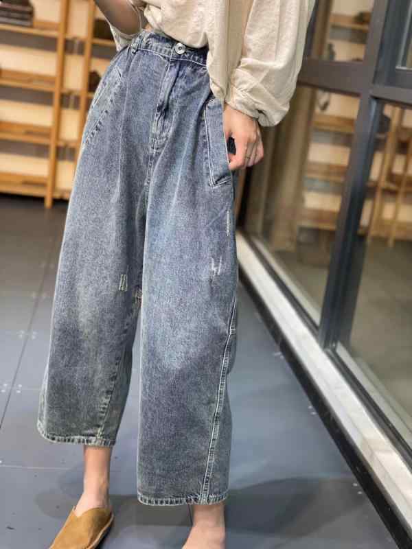 レディース ファッション 服 オシャレ カワイイ シンプル 大人カワイイ 大きいサイズ ダメージ ウォッシュ ジーンズ ハイウエスト 傷 スリム 秋 ストレート ワイド レッグ パンツ