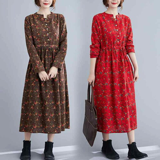 レディース ファッション 服 オシャレ カワイイ シンプル 大人カワイイ 大きいサイズ コットン リネン プリント ドレス ウエスト 長袖 ボタン ロング 花柄 Aライン スカート 秋 レディース ファッション 服 オシャレ カワイイ シンプル 大人カワイイ 大きいサイズ コットン リネン プリント ドレス ウエスト 長袖 ボタン ロング 花柄 Aライン スカート 秋