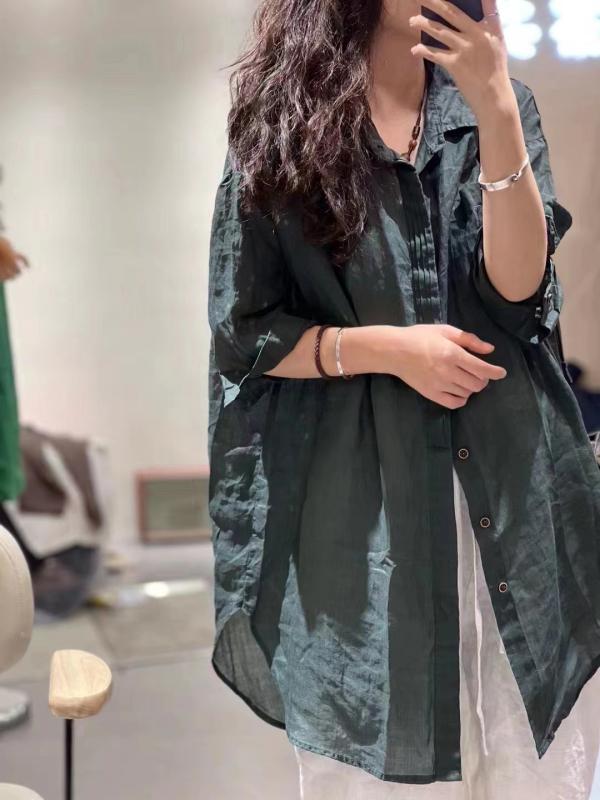 レディース ファッション 服 オシャレ カワイイ シンプル 大人カワイイ 大きいサイズ ソリッドカラー アコーディオン プリーツ ミドル丈 シャツ ポケット 日焼け防止 トップス