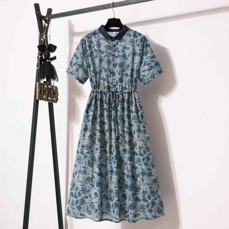 レディース ファッション 服 オシャレ カワイイ シンプル 大人カワイイ 大きいサイズ エレガント プリント 半袖 ドレス カラー ポロ ネック ウエスト スリム Aライン ロング