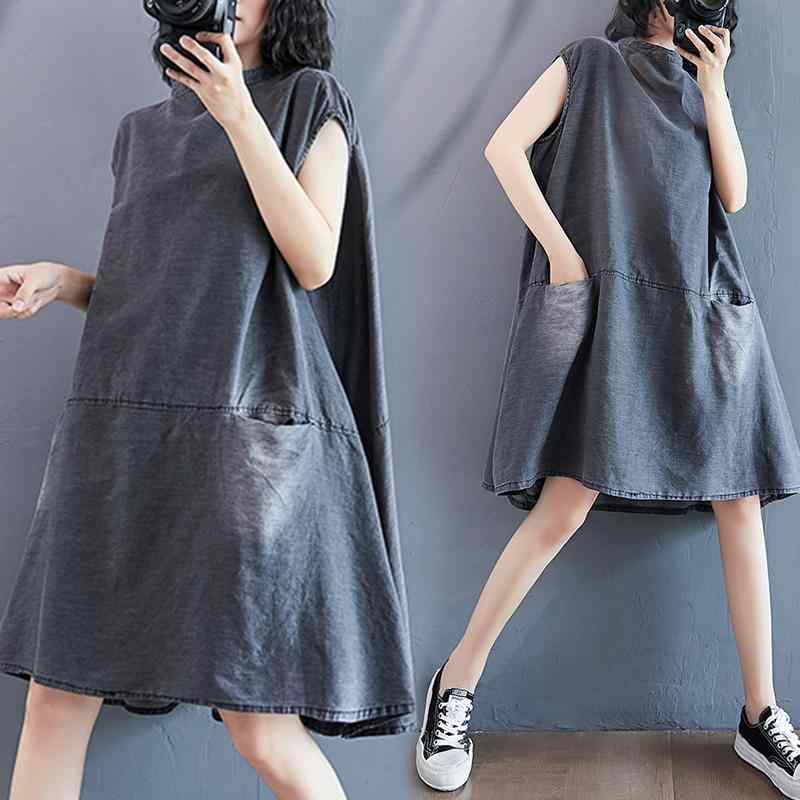 乐天商城 - レディース ファッション 服 オシャレ カワイイ シンプル 大人カワイイ 大きいサイズ 1 ボタン ホワイト ウォッシュ デニム ノースリーブ ドレス ミドル丈 ダブル ポケット Aライン スカート