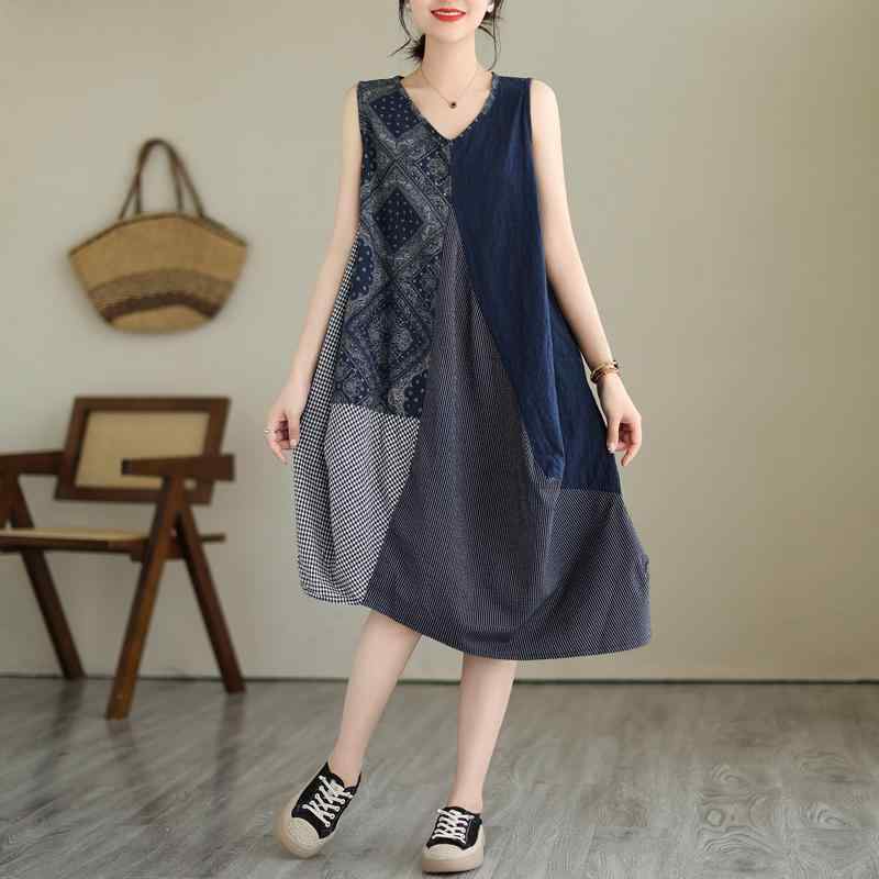 レディース ファッション 服 オシャレ カワイイ シンプル 大人カワイイ 大きいサイズ ストライプ プリントキャミソール スカート Vネック ノースリーブ インナー イレギュラー ドレス