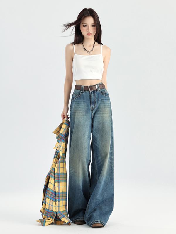 レディース ファッション 服 オシャレ カワイイ シンプル 大人カワイイ 大きいサイズ ハイウエスト ワイド レッグ ジーンズ スリム フィット ロング パンツ