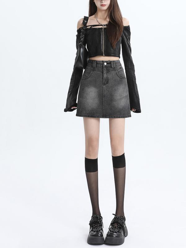 レディース ファッション 服 オシャレ カワイイ シンプル 大人カワイイ 大きいサイズ デニム スカート 秋 ハイウエスト ガール Aライン ヒップ スカート