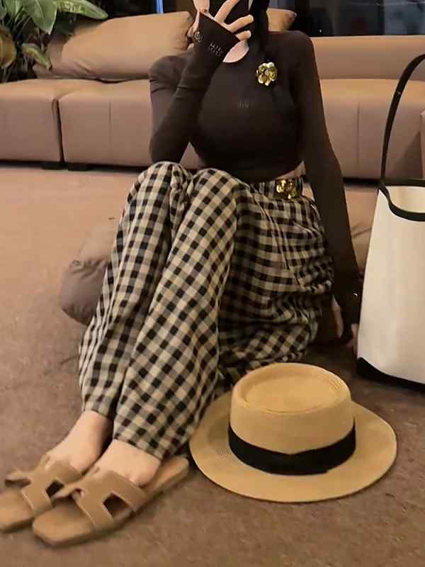 ハイウエスト プリント ストレート スカート 秋 スリム アンブレラ