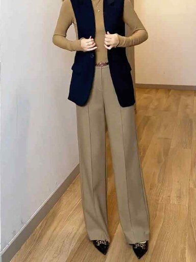 通勤 ブラウン スーツ パンツ 秋 ハイウエスト スリム ロング パンツストレート 通勤 ブラウン スーツ パンツ 秋 ハイウエスト スリム ロング パンツストレート