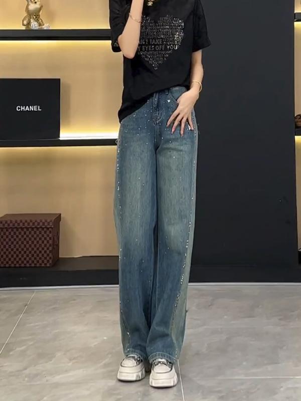 レディース ファッション 服 オシャレ カワイイ シンプル 大人カワイイ 大きいサイズ ドリル ジーンズ ..