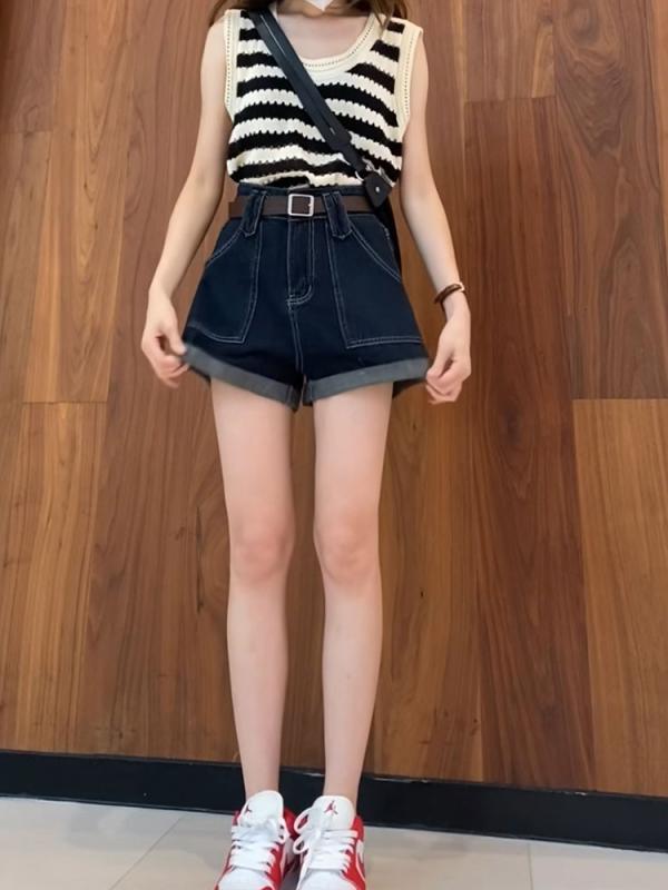 Rakuten - レディース ファッション 服 オシャレ カワイイ シンプル 大人カワイイ 大きいサイズ 秋 カール デニム パンツ ハイエンド ハイウエスト Aライン 衣装