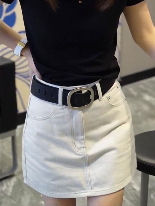 レディース ファッション 服 オシャレ カワイイ シンプル 大人カワイイ 大きいサイズ アメリカン ハイウエスト ストレート デニム スカート 秋 スリムフィット Aライン スカート