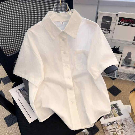 レディース ファッション 服 オシャレ カワイイ シンプル 大人カワイイ 大きいサイズ 白 シャツ 秋 ポロ カラー 半袖 ハイエンド シック トップス レディース ファッション 服 オシャレ カワイイ シンプル 大人カワイイ 大きいサイズ 白 シャツ 秋 ポロ カラー 半袖 ハイエンド シック トップス