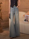レディース ファッション 服 オシャレ カワイイ シンプル 大人カワイイ 大きいサイズ ハイウエスト ヒップ リフティング フレア パンツ 秋 伸縮性 ストレッチ ストレッチ ワイド レッグ ジーンズ
