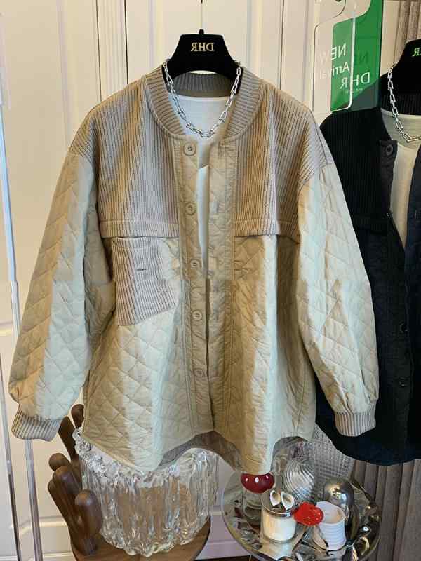 レディース ファッション 服 オシャレ カワイイ シンプル 大人カワイイ 大きいサイズ ニット フェイク ツーピース 菱形 シャツ カジュアル ジャケット