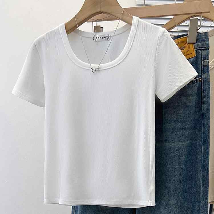 乐天商城 - レディース ファッション 服 オシャレ カワイイ シンプル 大人カワイイ 大きいサイズ 秋 半袖 T シャツ スロー ラウンドネック トップス