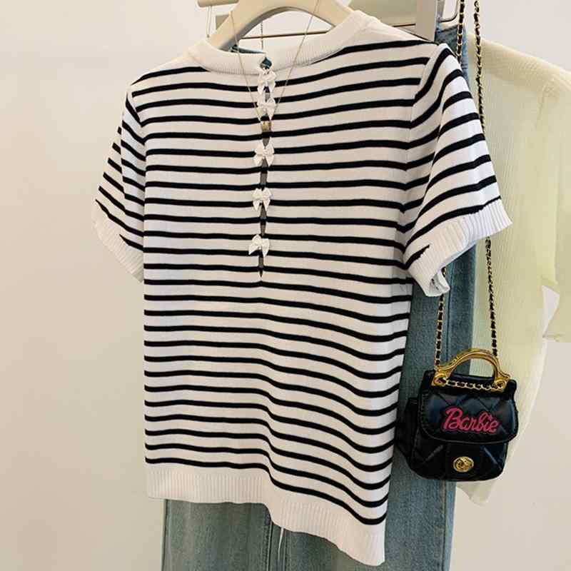 レディース ファッション 服 オシャレ カワイイ シンプル 大人カワイイ 大きいサイズ 秋 ニット 半袖 トップス ショルダー T シャツ