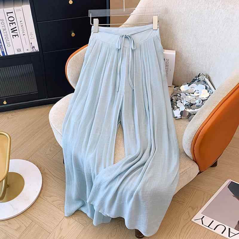 レディース ファッション 服 オシャレ カワイイ シンプル 大人カワイイ 大きいサイズ 秋 コットン リネン ワイド レッグ キュロット ハイウエスト レースアップ カジュアル クール パンツ
