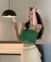 春 コーデ レディース ファッション オシャレ カワイイ シンプル きれいめ ナチュラル 上品カジュアル 婦人服 グリーン メッシュ ホルターネック ベスト インナーウェア 夏 シック スリム トップス