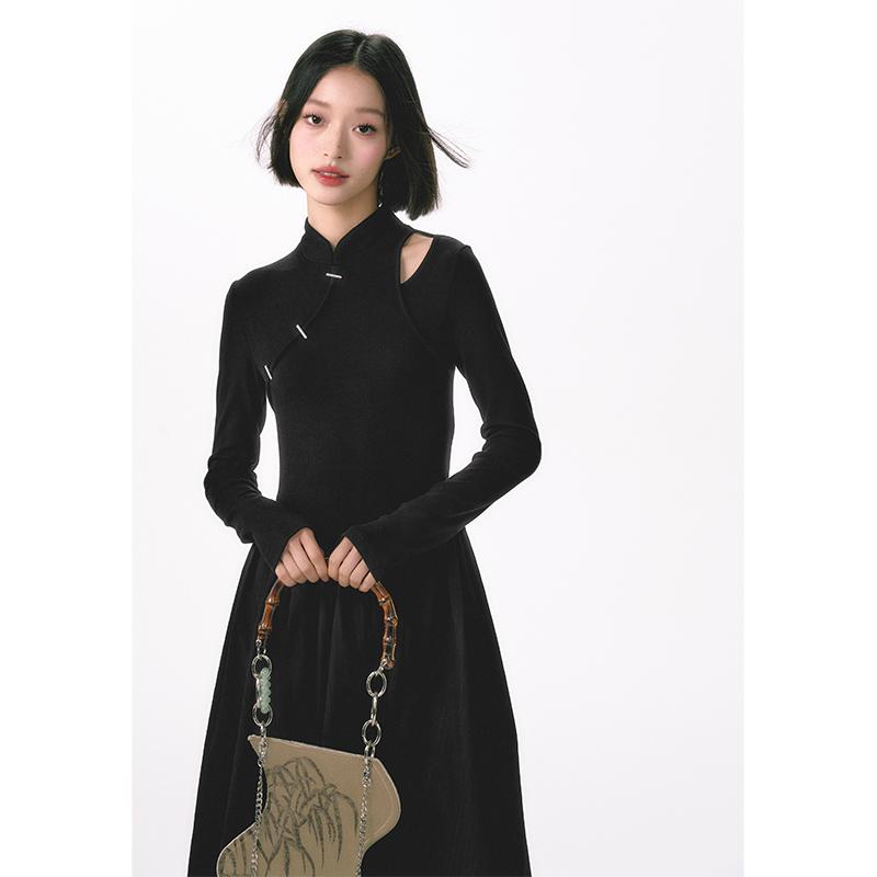 レディース ファッション 服 オシャレ カワイイ シンプル 大人カワイイ 大きいサイズ ステッチ 長袖 ドレス 秋