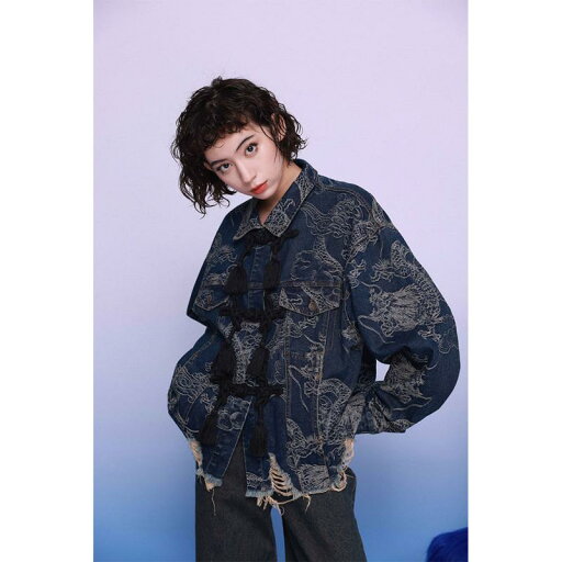 レディース ファッション 服 オシャレ カワイイ シンプル 大人カワイイ 大きいサイズ 春秋 レトロ ドラゴン バックル デニム ジャケット トップス レディース ファッション 服 オシャレ カワイイ シンプル 大人カワイイ 大きいサイズ 春秋 レトロ ドラゴン バックル デニム ジャケット トップス