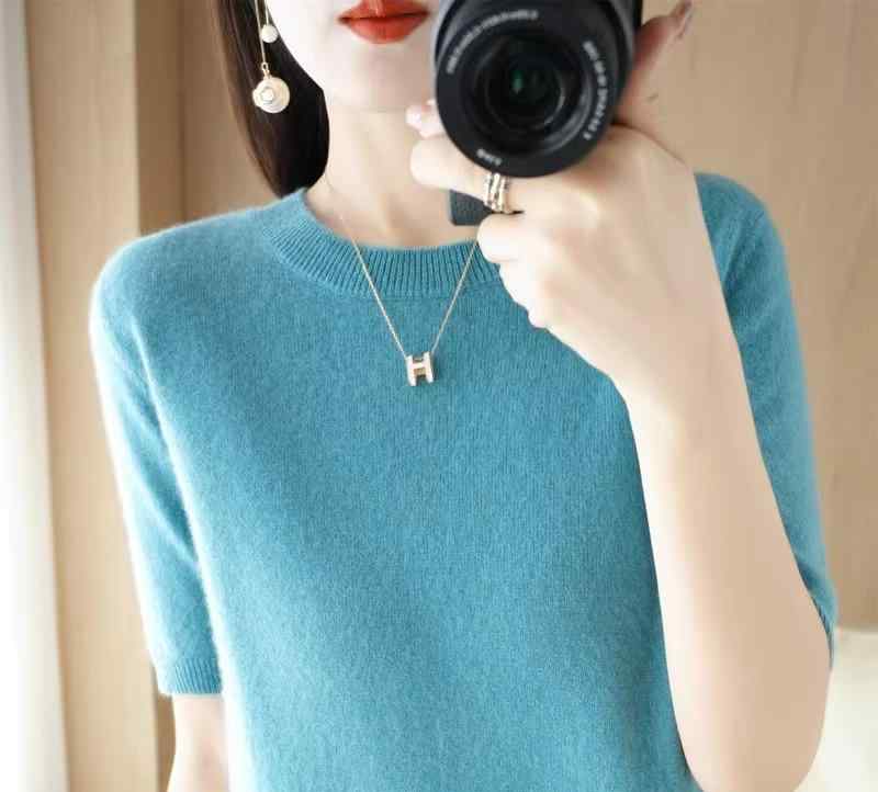 乐天商城 - レディース ファッション 服 オシャレ カワイイ シンプル 大人カワイイ 大きいサイズ 春　秋 ラウンドネック 半袖 カーディガン セーター 韓国スタイル ニット 薄手
