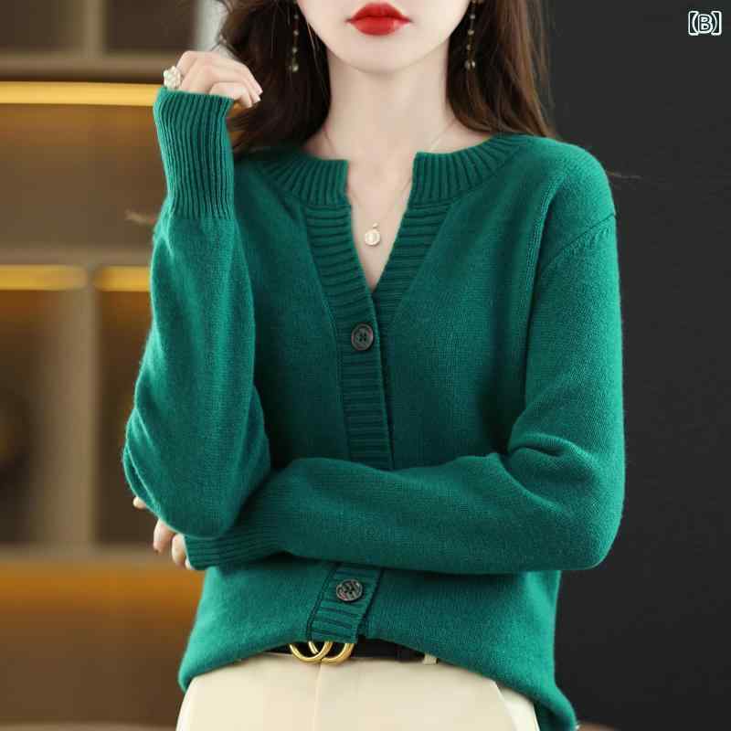 レディース ファッション 服 オシャレ カワイイ シンプル 大人カワイイ 大きいサイズ 長袖 ニットカーディガン コート ウール セーター 韓国スタイル カジュアル 暖かい アウター