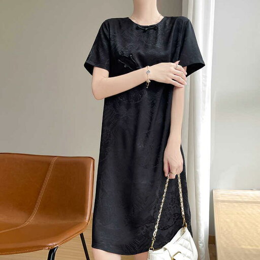 レディース ファッション 服 オシャレ カワイイ シンプル 大人カワイイ 大きいサイズ ハイエンド 通勤ウェア ドレス シンプル ジャカード ラウンドネック 秋 サテン Aライン スカート レディース ファッション 服 オシャレ カワイイ シンプル 大人カワイイ 大きいサイズ ハイエンド 通勤ウェア ドレス シンプル ジャカード ラウンドネック 秋 サテン Aライン スカート