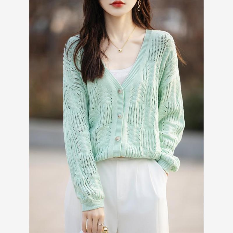 秋服 レディース ファッション オシャレ カワイイ シンプル 大人カワイイ 大きいサイズ 春秋 綿 Vネック ニット セーター カーディガン 薄手 ジャケット 日焼け防止 快適 シャツ