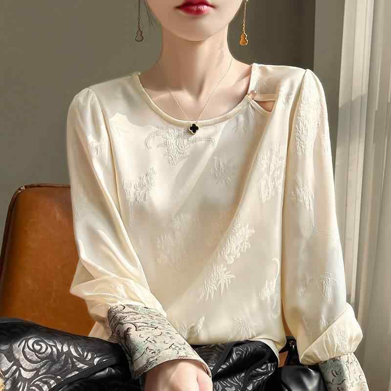 秋服 レディース ファッション オシャレ カワイイ シンプル 大人カワイイ 大きいサイズ ラウンドネック 袖口 トップ…