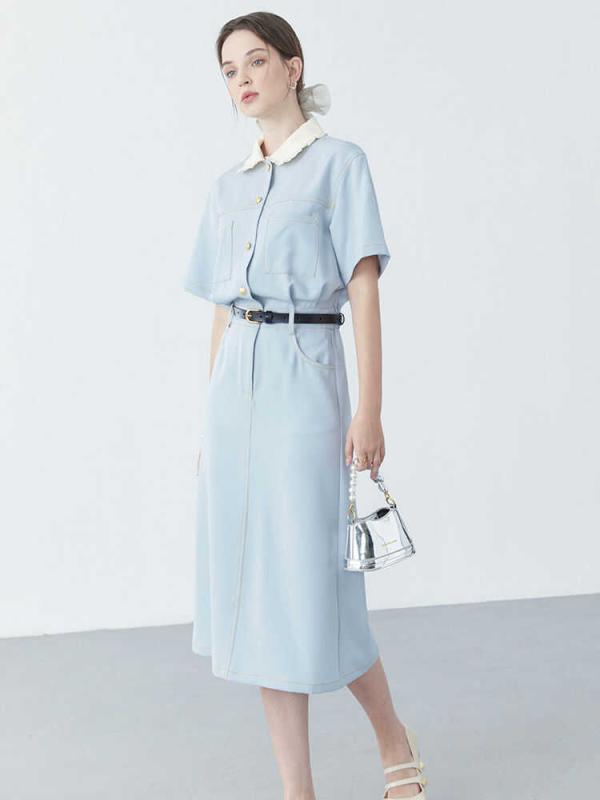 秋服 レディース ファッション オシャレ カワイイ シンプル 大人カワイイ 大きいサイズ ハイエンド 秋 フレンチ ドレス 半袖 エレガント スリム ロング シャツ スカート