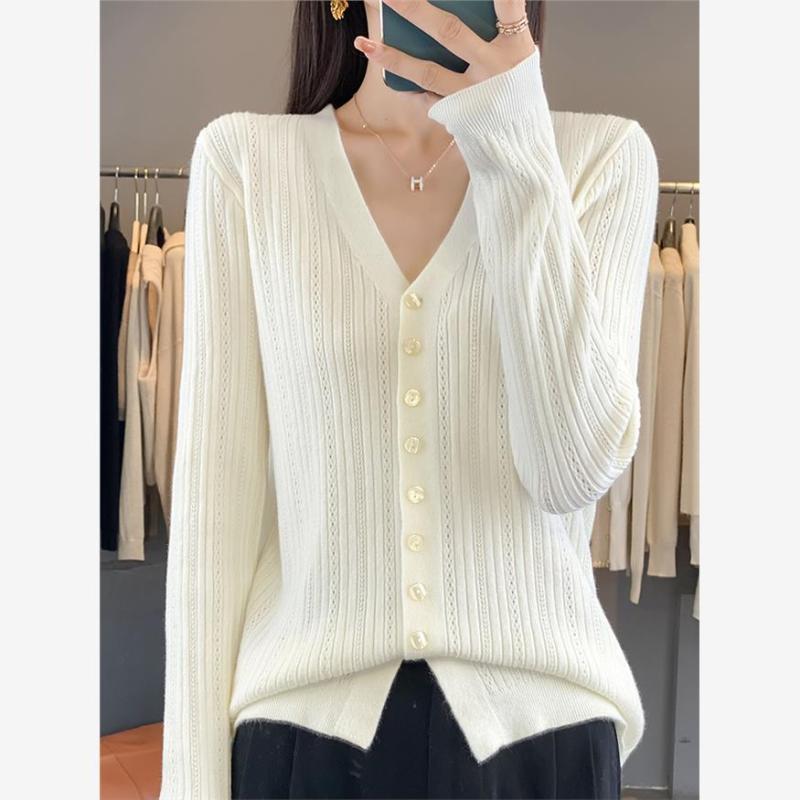 秋服 レディース ファッション オシャレ カワイイ シンプル 大人カワイイ 大きいサイズ 秋冬 韓国スタイル ストライプ カーディガン Vネック ニット カーディガン 長袖 セーター