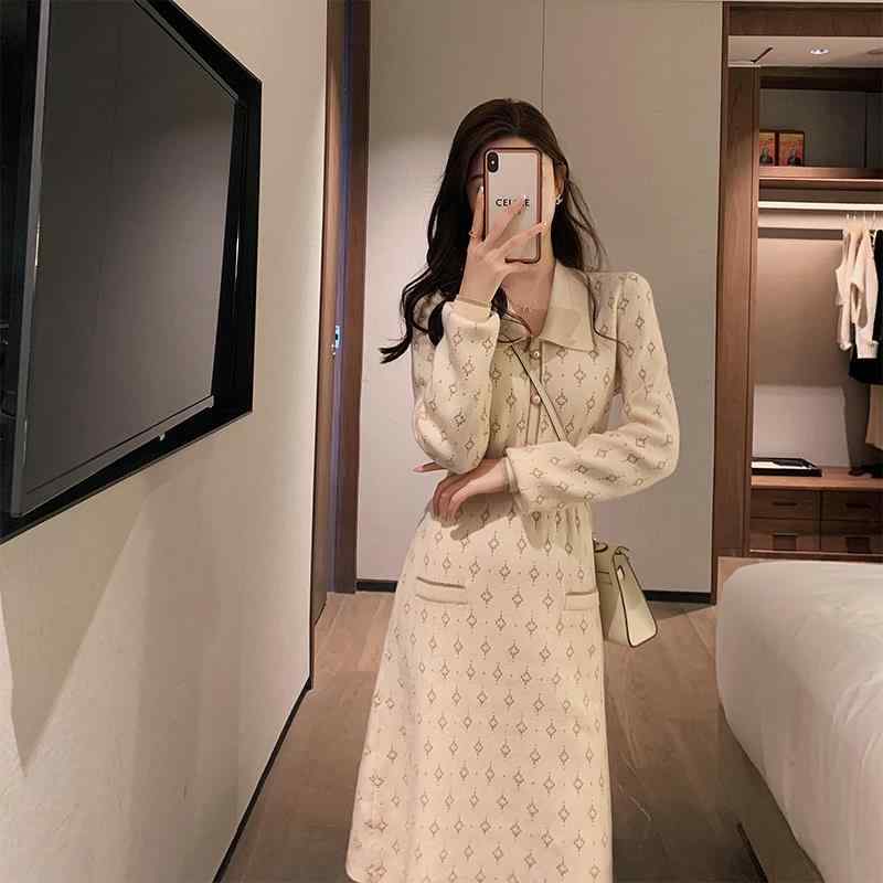 秋服 レディース ファッション オシャレ カワイイ シンプル 大人カワイイ 大きいサイズ ミドル丈 セーター ドレス