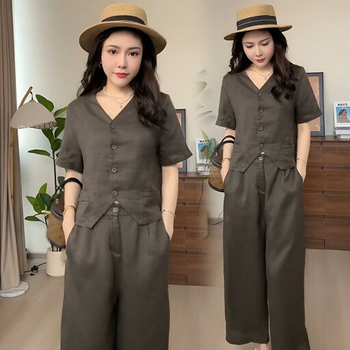 秋服 レディース ファッション オシャレ カワイイ シンプル 大人カワイイ 大きいサイズ カジュアル リネン スーツ 秋 Vネック シャツ ワイド レッグ パンツ 2 ピース セット 秋服 レディース ファッション オシャレ カワイイ シンプル 大人カワイイ 大きいサイズ カジュアル リネン スーツ 秋 Vネック シャツ ワイド レッグ パンツ 2 ピース セット