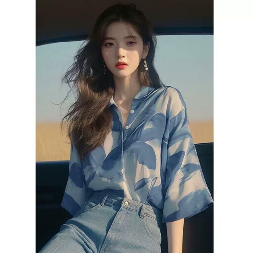 秋服 レディース ファッション オシャレ カワイイ シンプル 大人カワイイ 大きいサイズ トップス シャツ ハイエンド ブルー シフォン シャツ 服 秋服 レディース ファッション オシャレ カワイイ シンプル 大人カワイイ 大きいサイズ トップス シャツ ハイエンド ブルー シフォン シャツ 服