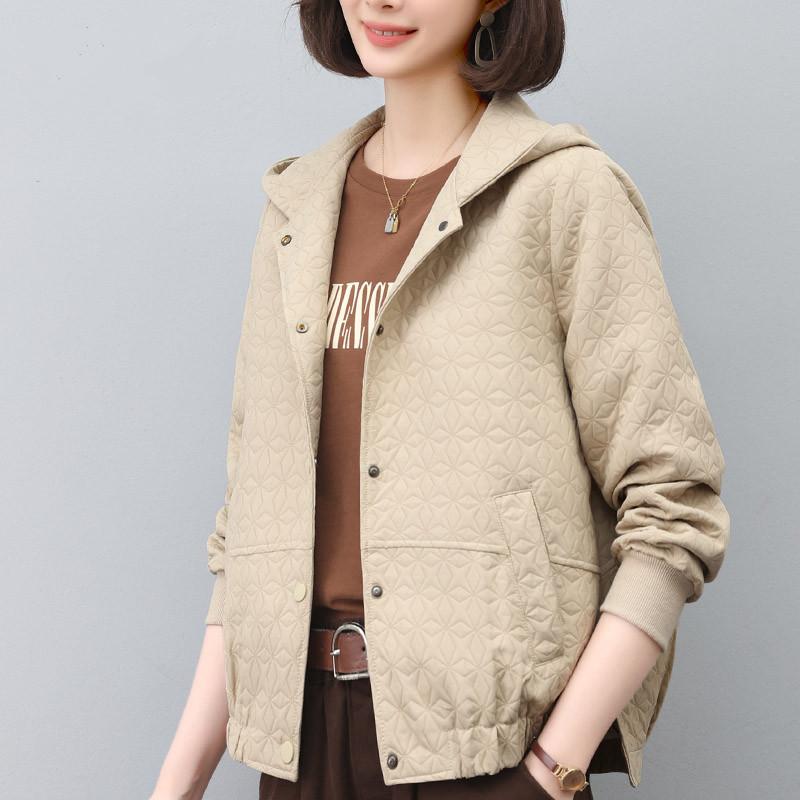 乐天商城 - 秋服 レディース ファッション オシャレ カワイイ シンプル 大人カワイイ 大きいサイズ 春秋 ゆったり ジャケット フード付き コート