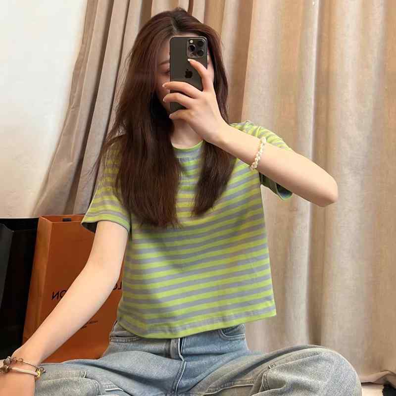 秋服 レディース ファッション オシャレ カワイイ シンプル 大人カワイイ 大きいサイズ 縞模様 肩 T シャツ 秋 ラウンドネック シック ..