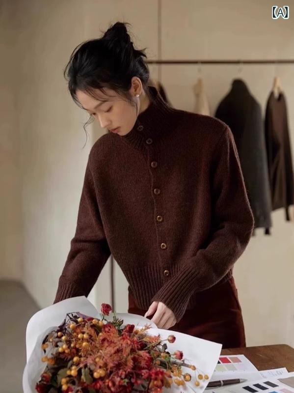 秋服 レディース ファッション オシャレ カワイイ シンプル 大人カワイイ 大きいサイズ 秋冬 ハーフ ウール ニット セーター カーディガン ジャケット