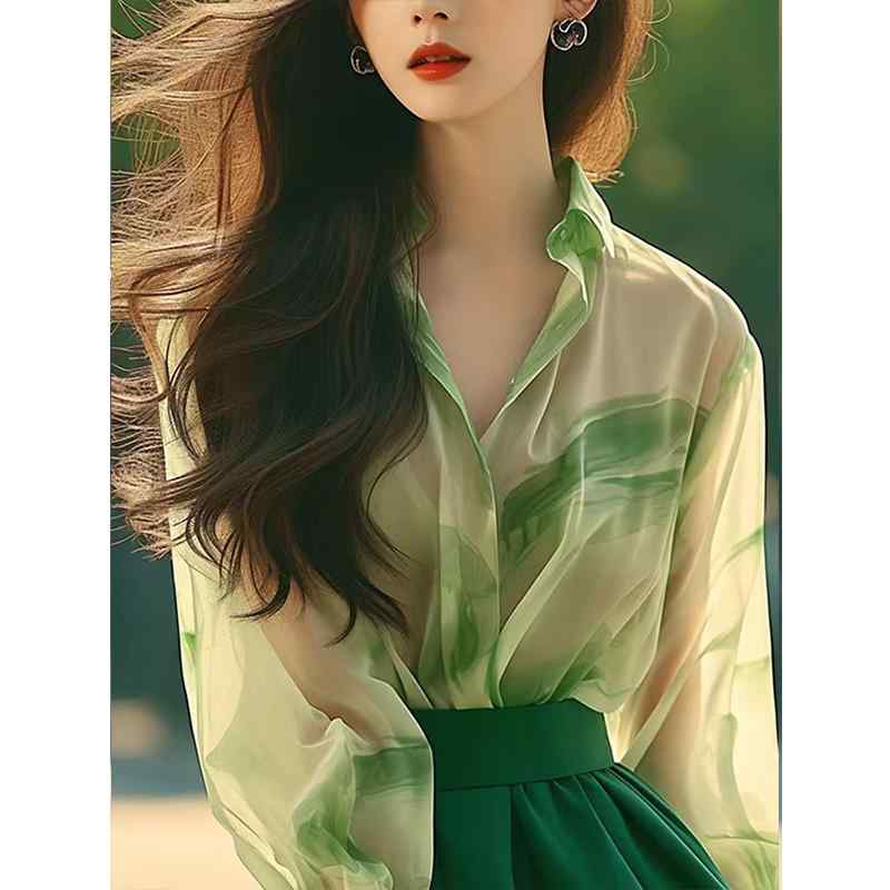 乐天商城 - 秋服 レディース ファッション オシャレ カワイイ シンプル 大人カワイイ 大きいサイズ シフォン 花柄 シャツ 秋 シック トップス