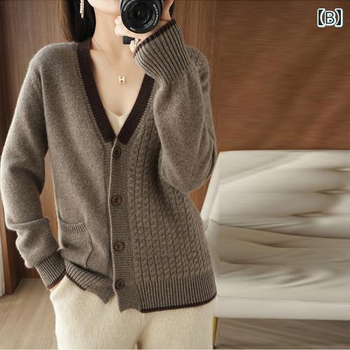 秋服 レディース ファッション オシャレ カワイイ シンプル 大人カワイイ 大きいサイズ 秋冬 アウター Vネック セーター ニット カーディガン ジャケット トップス