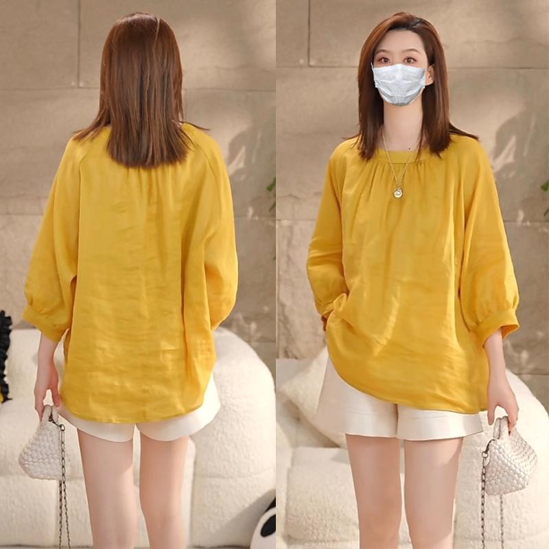 秋服 レディース ファッション オシャレ カワイイ シンプル 大人カワイイ 大きいサイズ アート カジュアル ラミー プルオーバー シャツ パフスリーブ トップス シャツのサムネイル