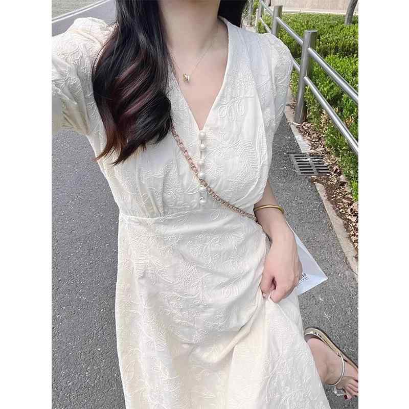 秋服 レディース ファッション オシャレ カワイイ シンプル 大人カワイイ 大きいサイズ フレンチ Vネック ドレス 秋 シック ミドル丈 スカート