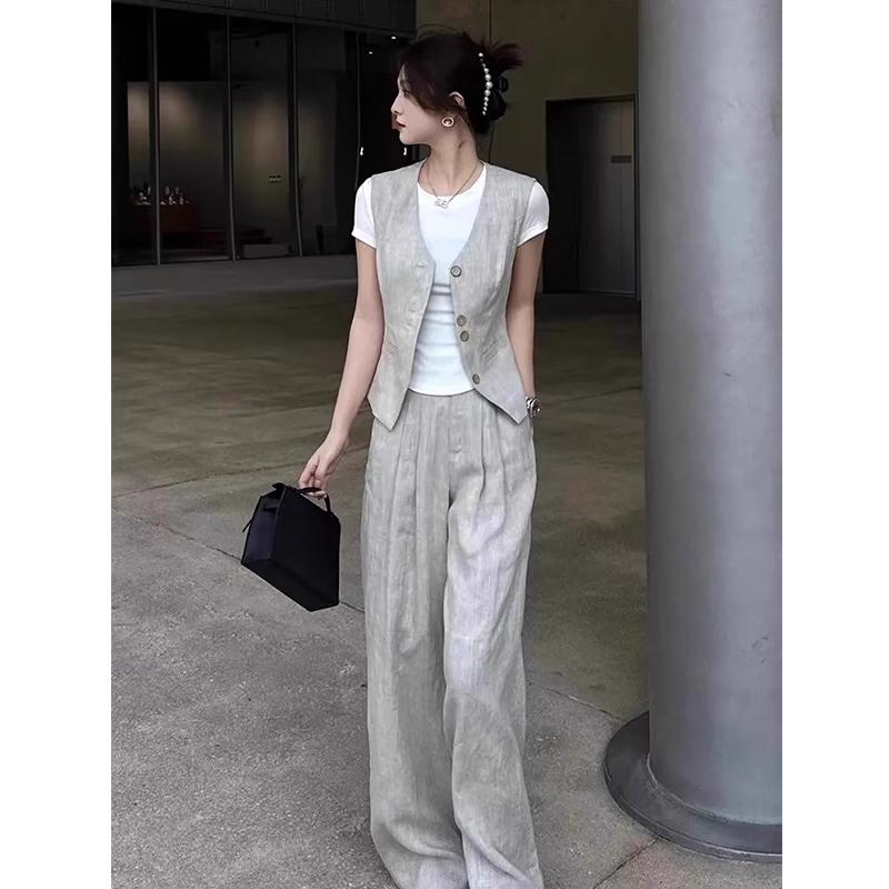 秋服 レディース ファッション オシャレ カワイイ シンプル 大人カワイイ 大きいサイズ 服 秋 ソルト 軽 ウェア ベスト カジュアル ワイド レッグ パンツ スーツ セット